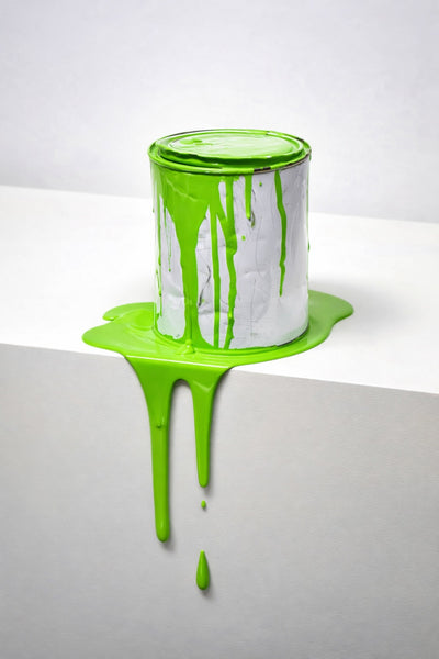 Le vieux pot de peinture vert