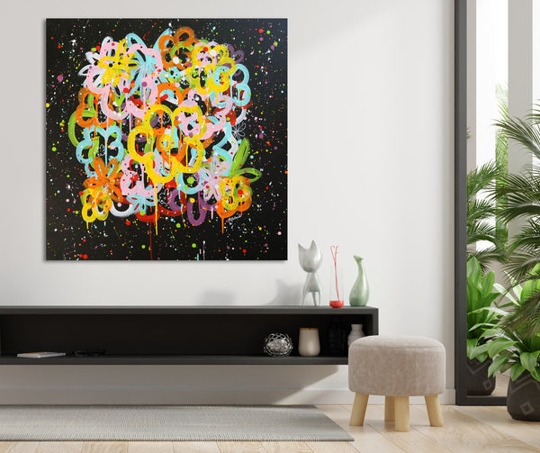 Pop Flowers Black
